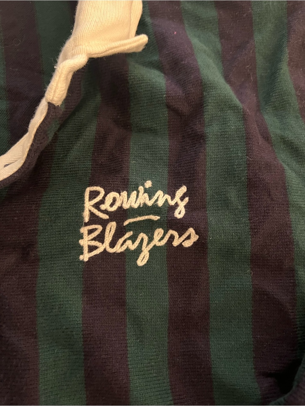 Rowing Blazers Green & Navy Striped Long-Sleeve Rugby Shirt - Picture 3 of 6